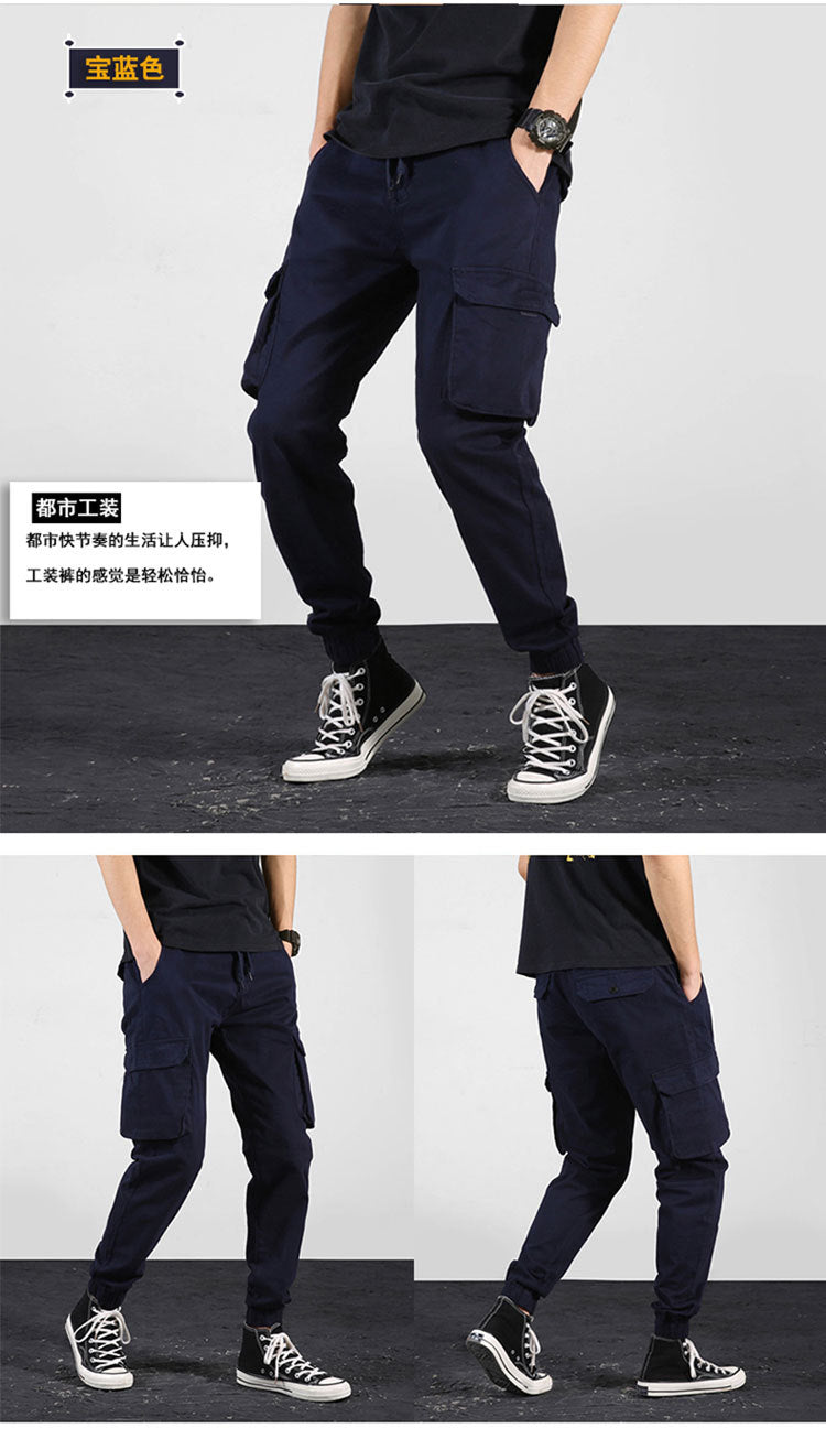 2025 New Casual Pants for Men, Elastic Waist Leggings, Pure Cotton Stretch Outdoor Multi-Pocket Cargo Pants for Men
