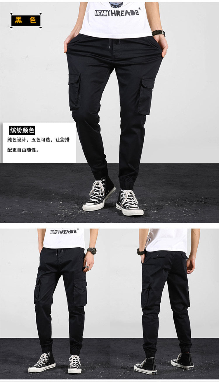 2025 New Casual Pants for Men, Elastic Waist Leggings, Pure Cotton Stretch Outdoor Multi-Pocket Cargo Pants for Men