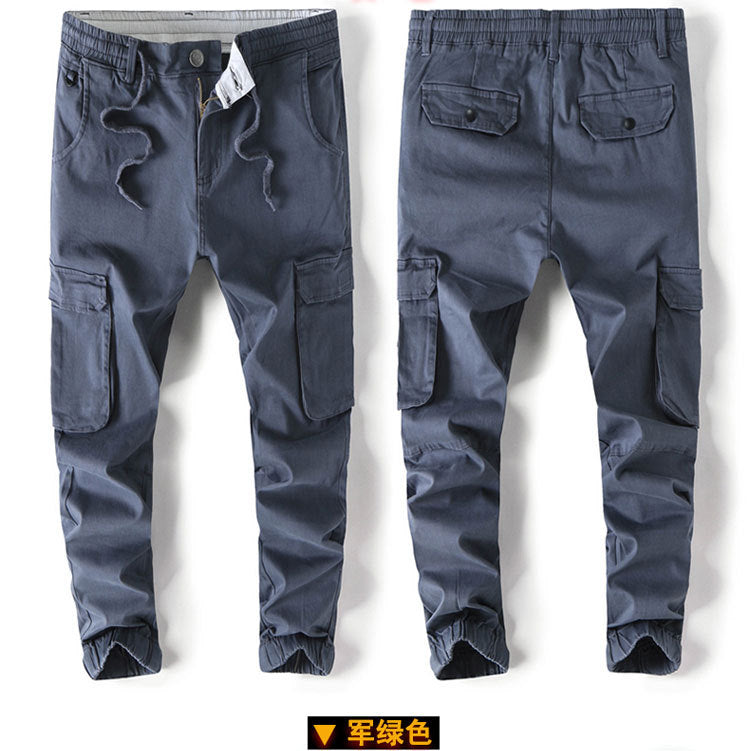 2025 New Casual Pants for Men, Elastic Waist Leggings, Pure Cotton Stretch Outdoor Multi-Pocket Cargo Pants for Men