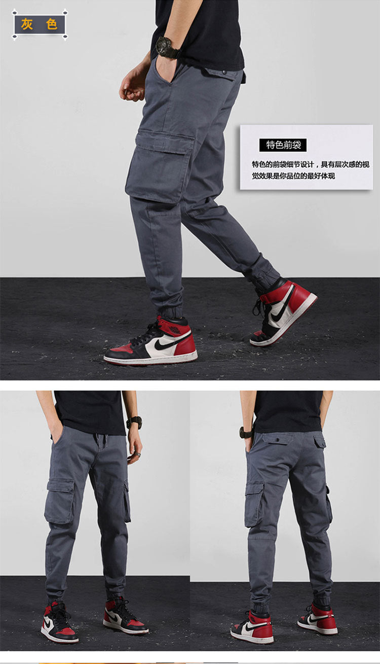 2025 New Casual Pants for Men, Elastic Waist Leggings, Pure Cotton Stretch Outdoor Multi-Pocket Cargo Pants for Men