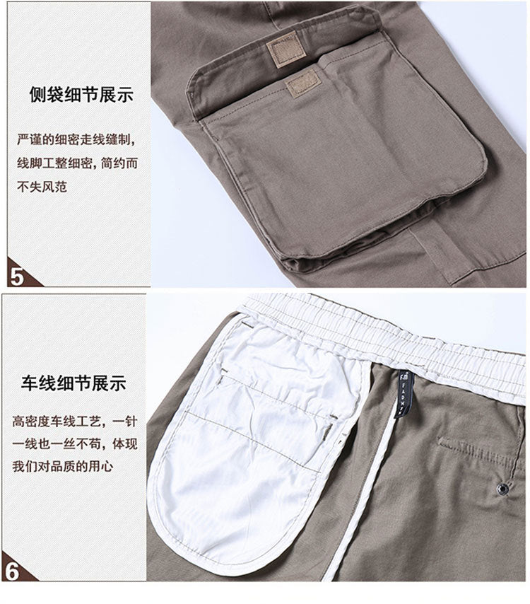 2025 New Casual Pants for Men, Elastic Waist Leggings, Pure Cotton Stretch Outdoor Multi-Pocket Cargo Pants for Men