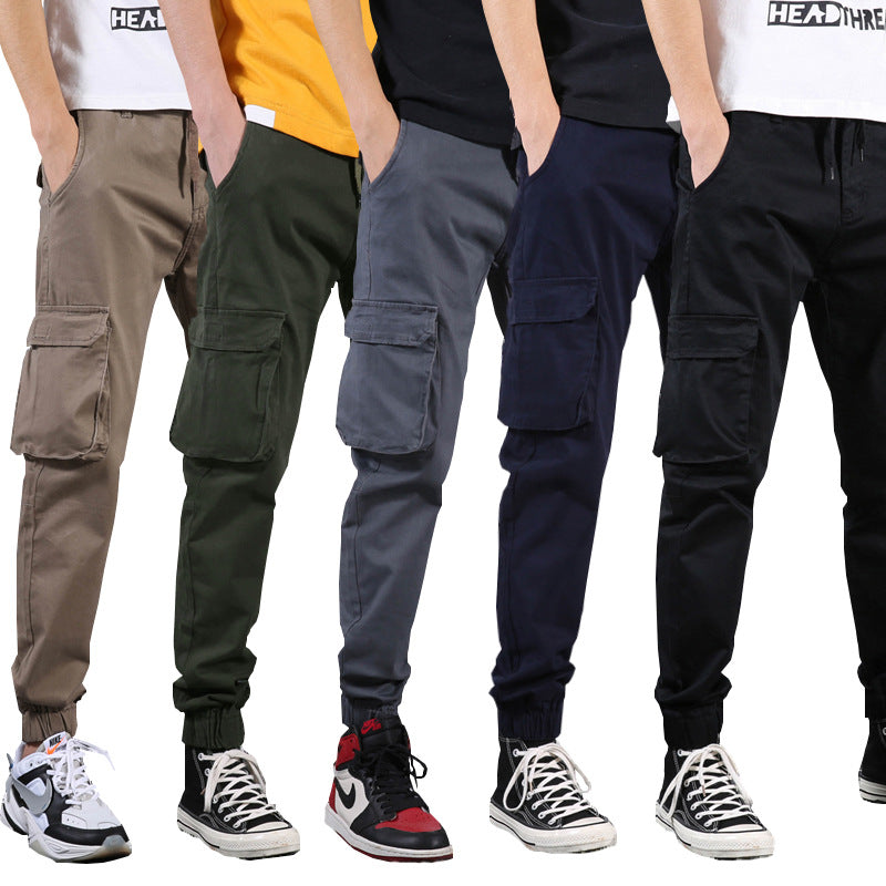 2025 New Casual Pants for Men, Elastic Waist Leggings, Pure Cotton Stretch Outdoor Multi-Pocket Cargo Pants for Men