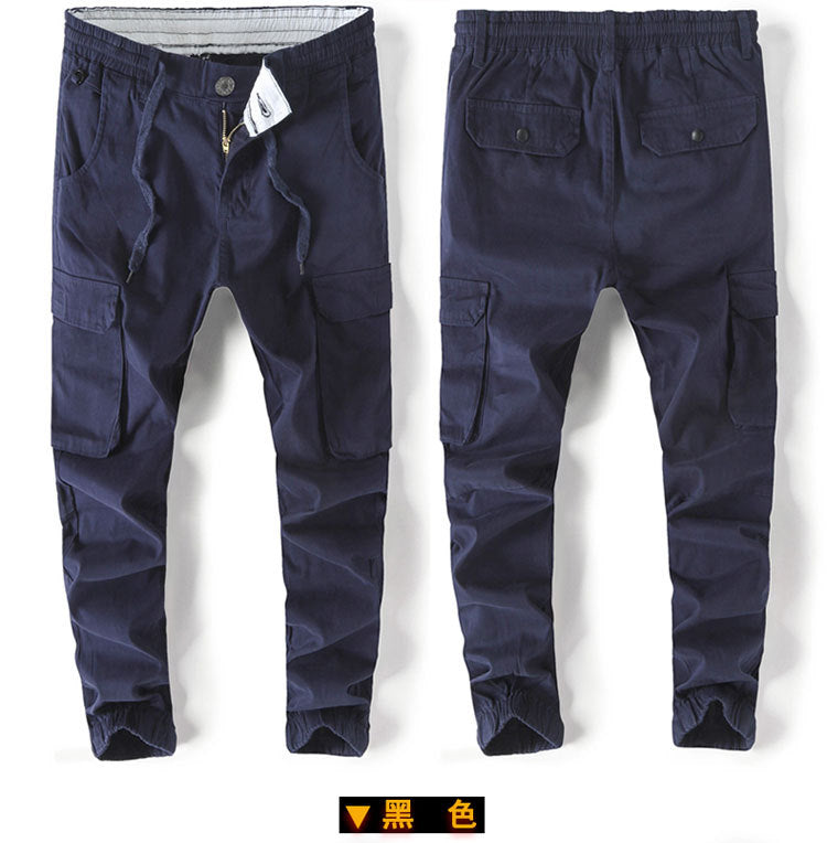 2025 New Casual Pants for Men, Elastic Waist Leggings, Pure Cotton Stretch Outdoor Multi-Pocket Cargo Pants for Men