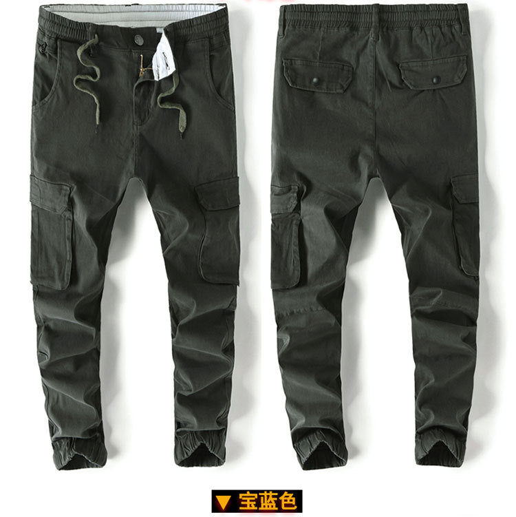 2025 New Casual Pants for Men, Elastic Waist Leggings, Pure Cotton Stretch Outdoor Multi-Pocket Cargo Pants for Men