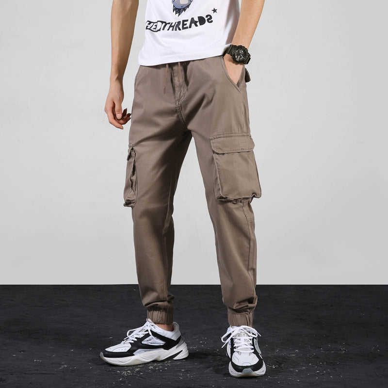 2025 New Casual Pants for Men, Elastic Waist Leggings, Pure Cotton Stretch Outdoor Multi-Pocket Cargo Pants for Men