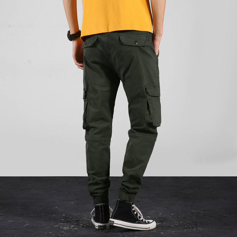 2025 New Casual Pants for Men, Elastic Waist Leggings, Pure Cotton Stretch Outdoor Multi-Pocket Cargo Pants for Men