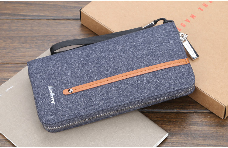 Baellerry Men's Wallet Long Canvas Zipper Casual Multi-Card Slot Multi-Functional High-End Clutch Bag
