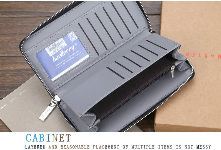Baellerry Men's Wallet Long Canvas Zipper Casual Multi-Card Slot Multi-Functional High-End Clutch Bag