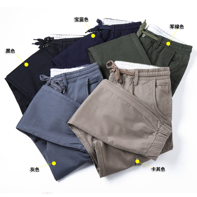 2025 New Casual Pants for Men, Elastic Waist Leggings, Pure Cotton Stretch Outdoor Multi-Pocket Cargo Pants for Men