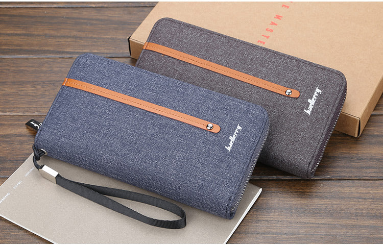 Baellerry Men's Wallet Long Canvas Zipper Casual Multi-Card Slot Multi-Functional High-End Clutch Bag