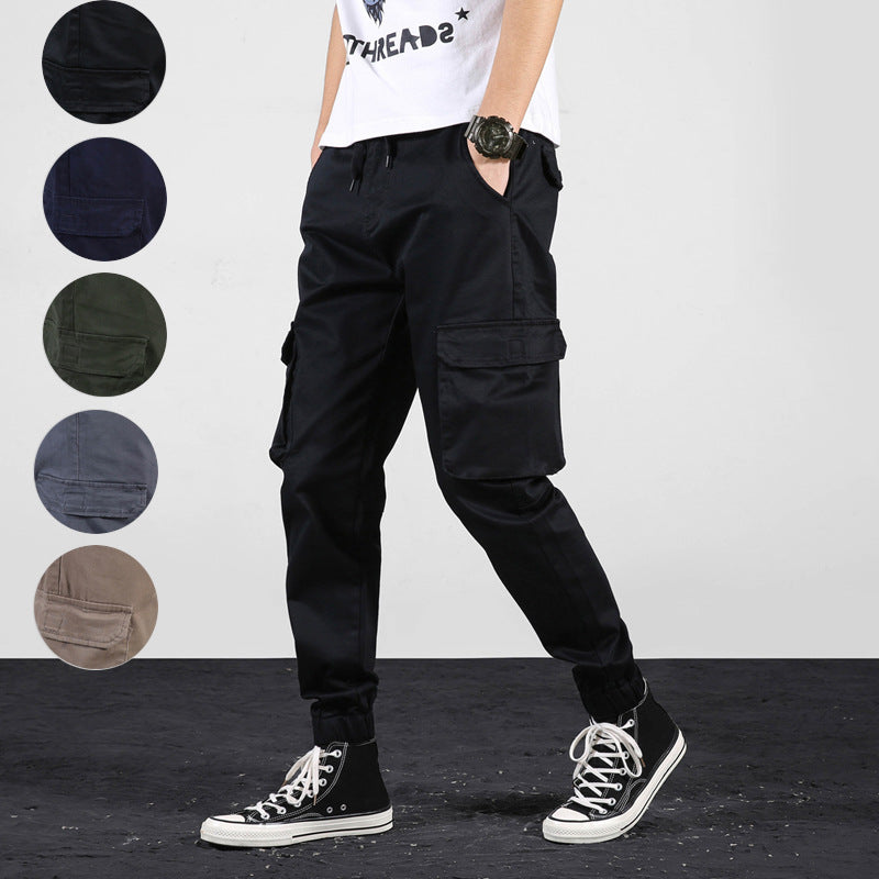 2025 New Casual Pants for Men, Elastic Waist Leggings, Pure Cotton Stretch Outdoor Multi-Pocket Cargo Pants for Men