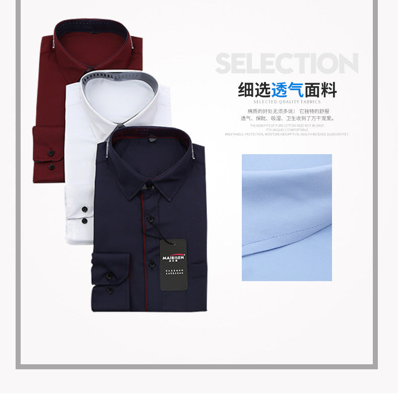 Slim-fit Business Dress Men's Shirt Fashionable Printed Thin Casual Shirt Youth Long-sleeved Fashionable All-match Top for Men