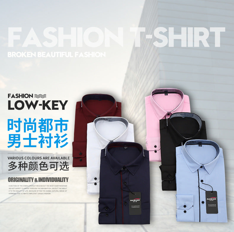 Slim-fit Business Dress Men's Shirt Fashionable Printed Thin Casual Shirt Youth Long-sleeved Fashionable All-match Top for Men