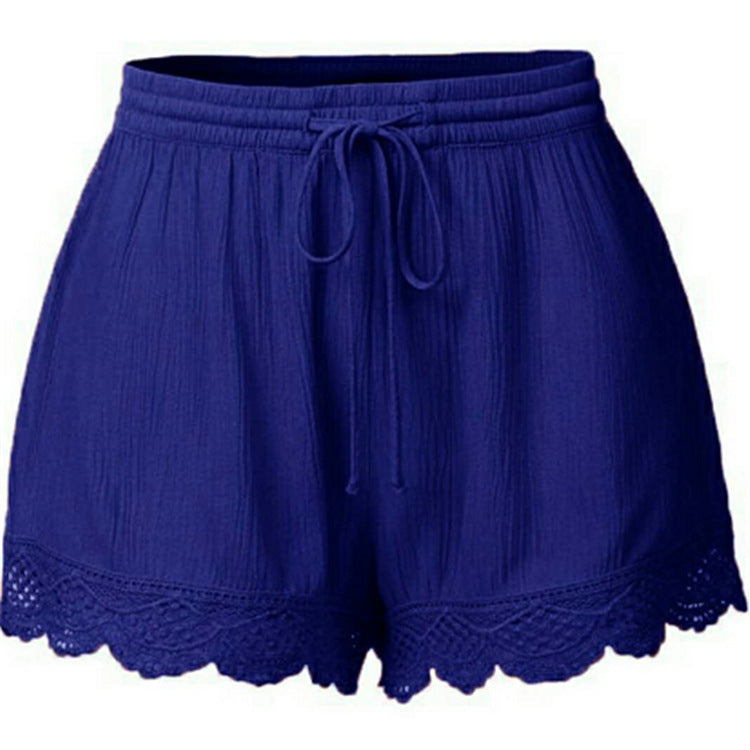 2026 Foreign Trade Amazon European and American Summer Solid Color Lace-Up Shorts Casual Pants for Women Large Quantity in Stock