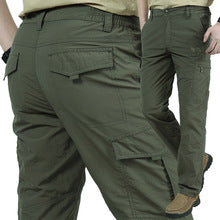 Summer Cargo Pants, Thin, Loose, Plus-Size Men's Shorts, Multi-Pocket Mid-Length Pants, Outdoor Casual Seven-Point Pants, High-Waisted for Men