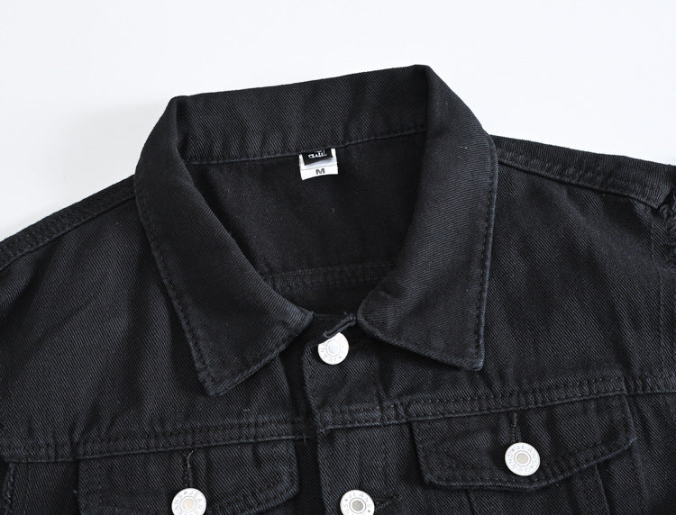 Trendy Men's Spring, Summer and Autumn Denim Vest Black Trendy Brand Cool Men's Casual Vest Youth Vest