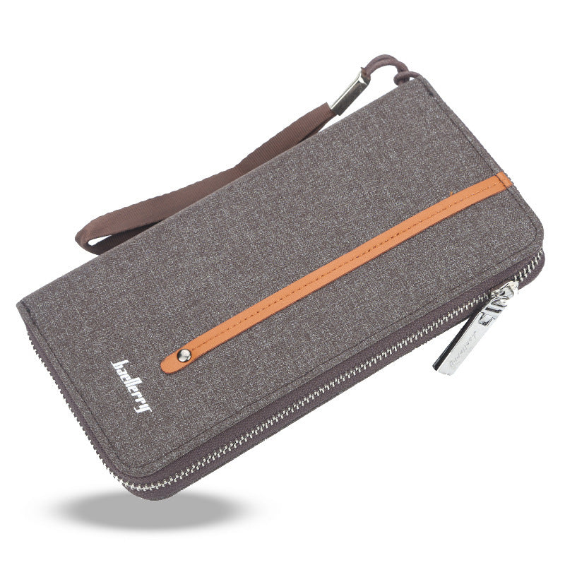 Baellerry Men's Long Canvas Wallet - Zipper Clutch with Card Slots