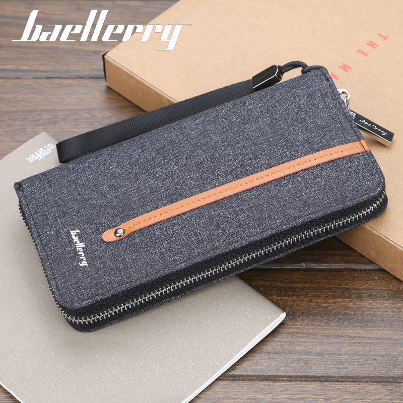 Baellerry Men's Wallet Long Canvas Zipper Casual Multi-Card Slot Multi-Functional High-End Clutch Bag