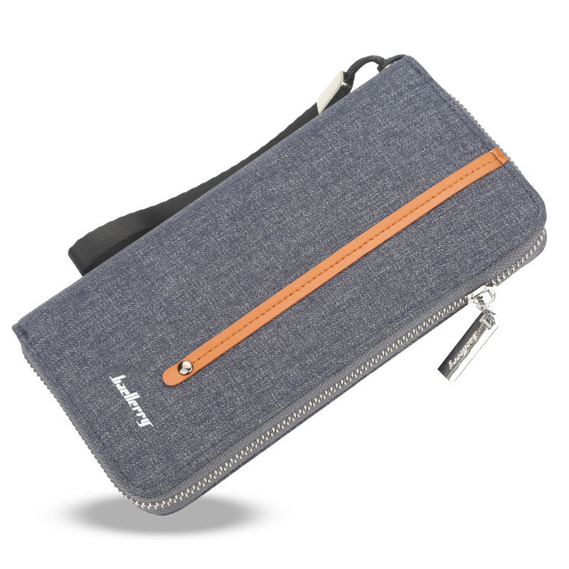 Baellerry Men's Wallet Long Canvas Zipper Casual Multi-Card Slot Multi-Functional High-End Clutch Bag