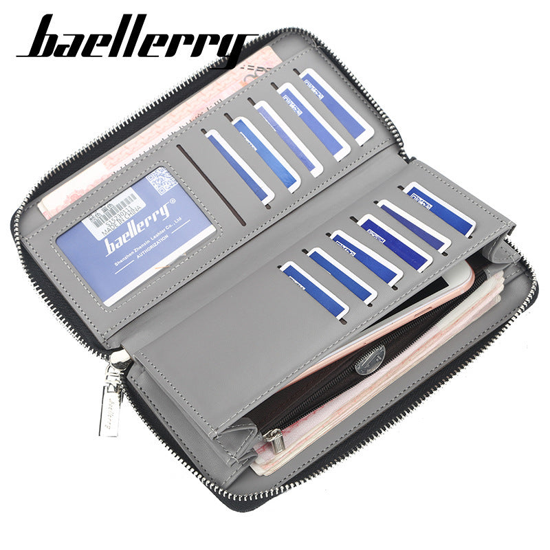 Baellerry Men's Wallet Long Canvas Zipper Casual Multi-Card Slot Multi-Functional High-End Clutch Bag