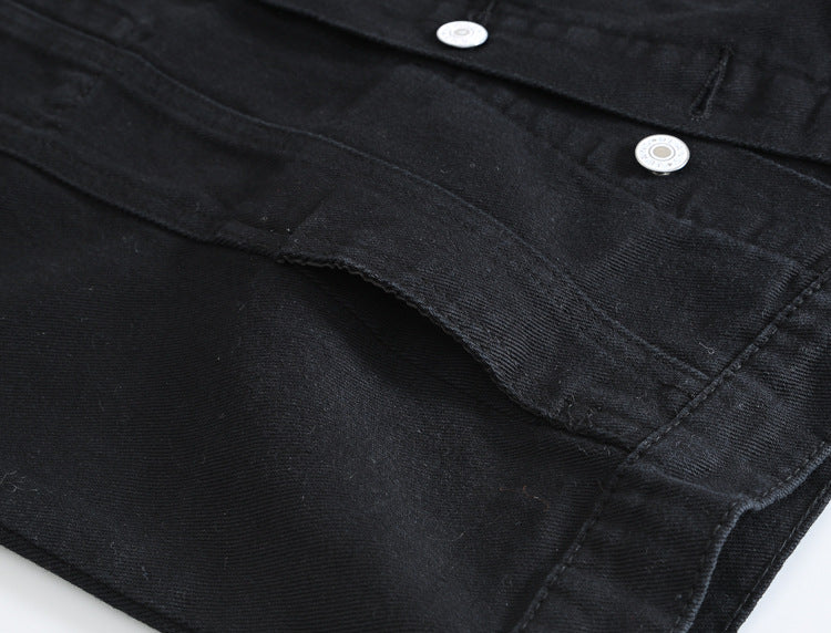 Trendy Men's Spring, Summer and Autumn Denim Vest Black Trendy Brand Cool Men's Casual Vest Youth Vest