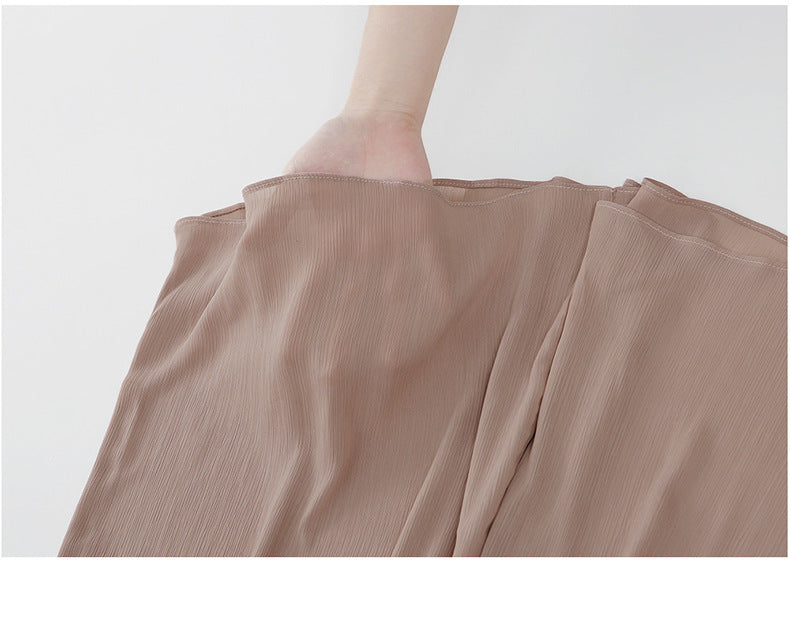 Nine points wide leg pants women's summer thin chiffon plus size high waist loose women's pants 300kg chubby girl drape straight pants