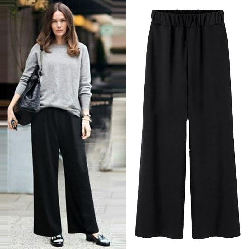 Manufacturer Wholesale Cross-Border Popular Spring and Autumn Plus-Size Straight-Leg Wide-Leg Pants for Middle-Aged and Elderly Mothers, Loose Long Pants
