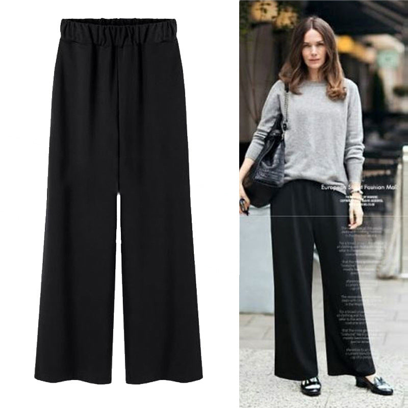 Manufacturer Wholesale Cross-Border Popular Spring and Autumn Plus-Size Straight-Leg Wide-Leg Pants for Middle-Aged and Elderly Mothers, Loose Long Pants