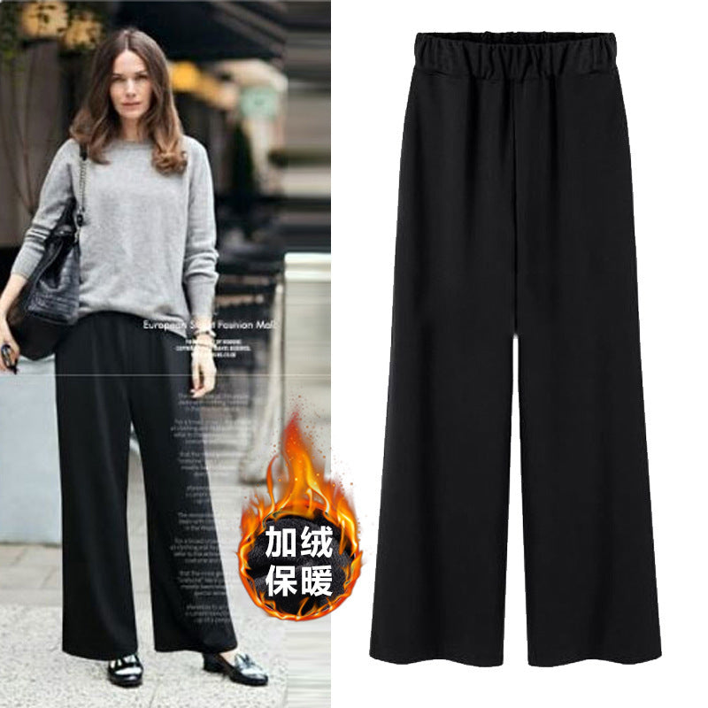 Plus-Size Women's Pants for Middle-Aged and Elderly Women, Summer Loose Wide-Leg Pants for Plus-Size Women, Casual Floor-Length Straight-Leg Trousers, Thin