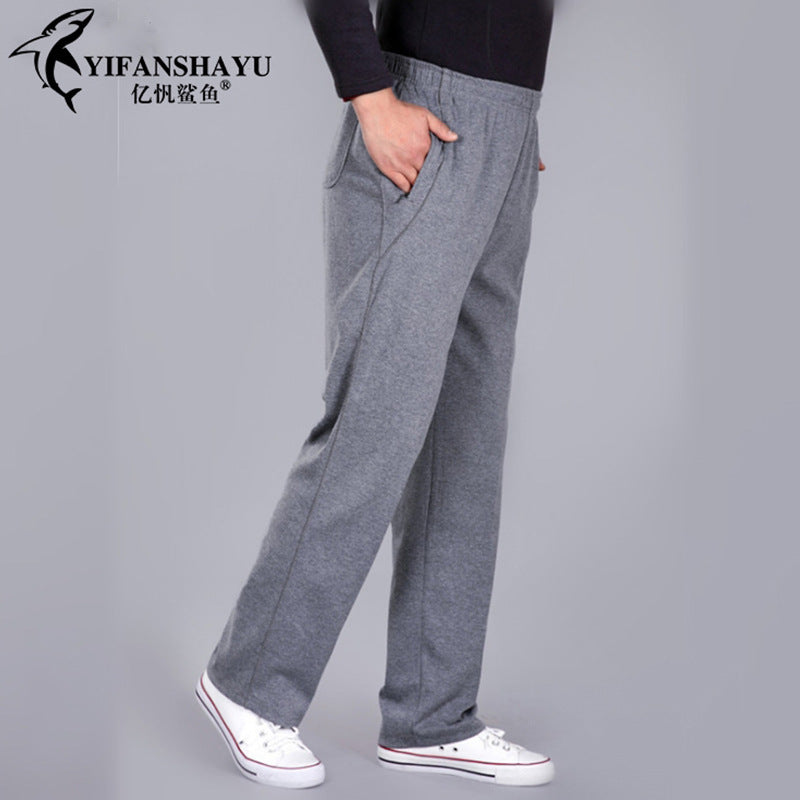 Autumn and Winter thick men's sports pants elastic waist casual pants men's middle-aged and elderly dad pants trousers wholesale