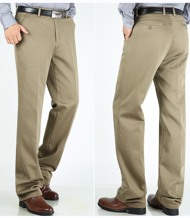 Billion Shark Autumn and Winter Thick Middle-aged Men's Business Casual Pants Straight High Waist Stretch Cotton Pants