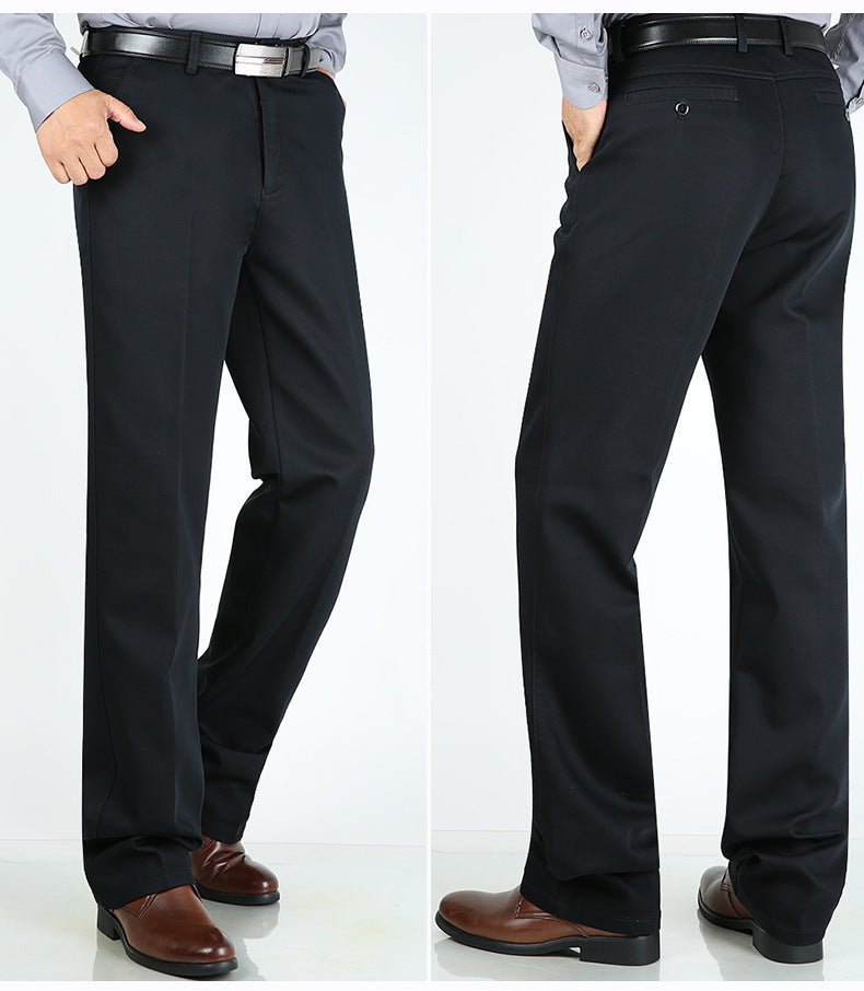 Billion Shark Autumn and Winter Thick Middle-aged Men's Business Casual Pants Straight High Waist Stretch Cotton Pants