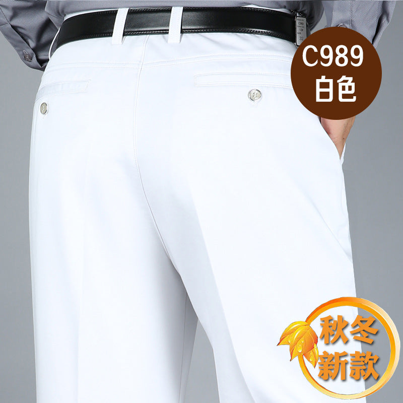 Billion Shark Autumn and Winter Thick Middle-aged Men's Business Casual Pants Straight High Waist Stretch Cotton Pants
