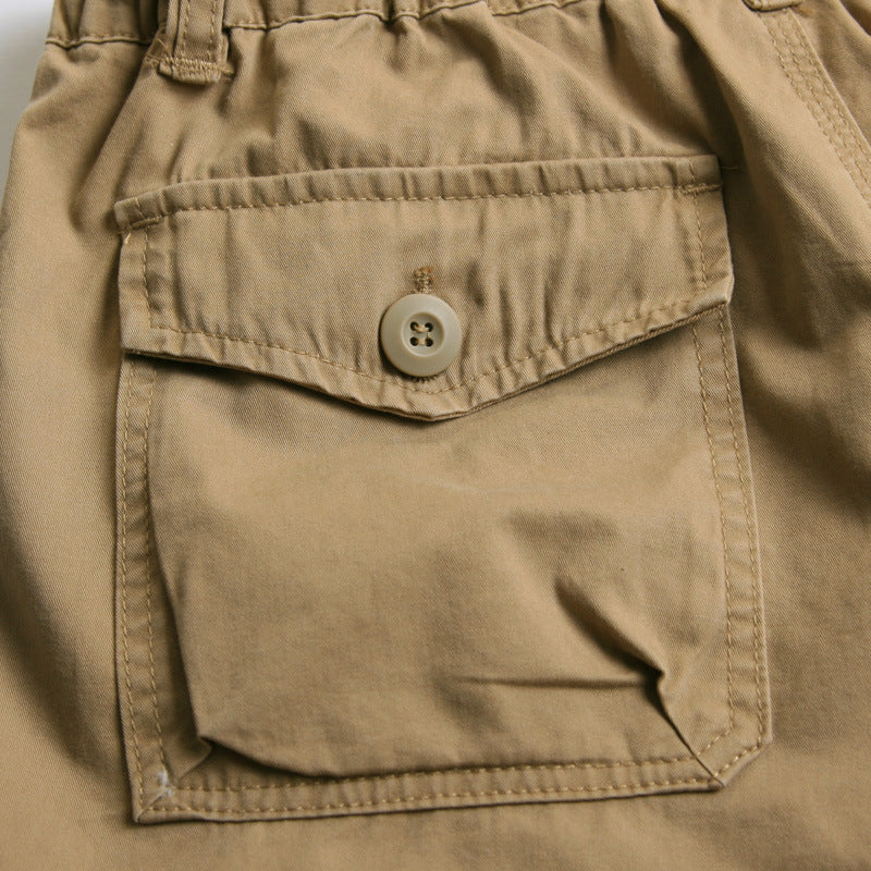 Summer Cargo Pants, Thin, Loose, Plus-Size Men's Shorts, Multi-Pocket Mid-Length Pants, Outdoor Casual Seven-Point Pants, High-Waisted for Men