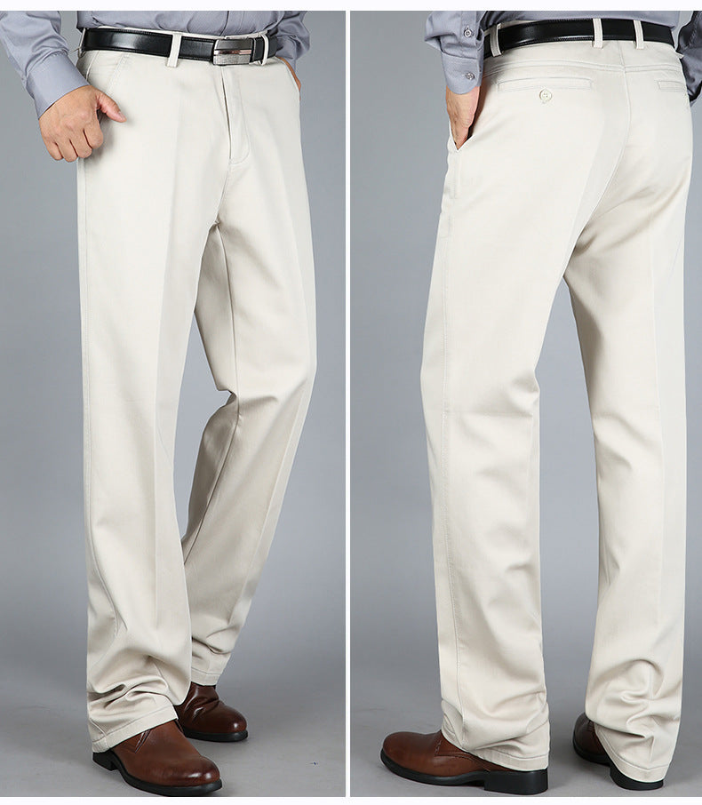 Billion Shark Autumn and Winter Thick Middle-aged Men's Business Casual Pants Straight High Waist Stretch Cotton Pants