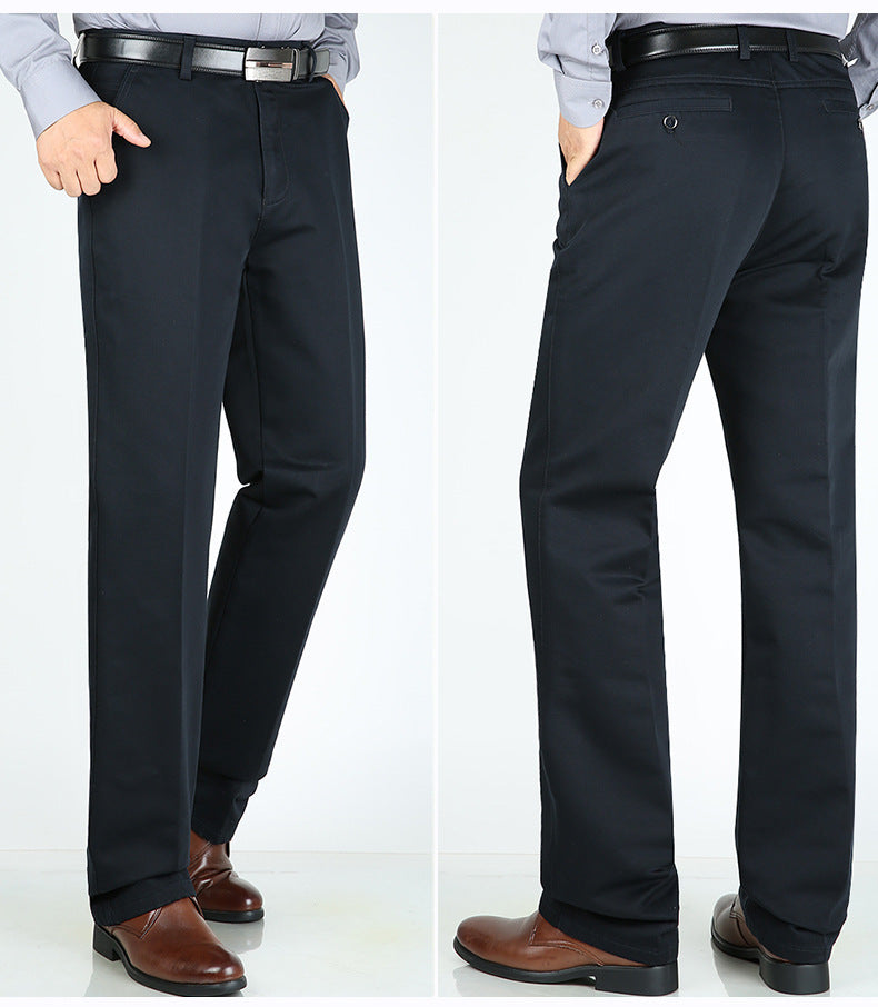 Billion Shark Autumn and Winter Thick Middle-aged Men's Business Casual Pants Straight High Waist Stretch Cotton Pants