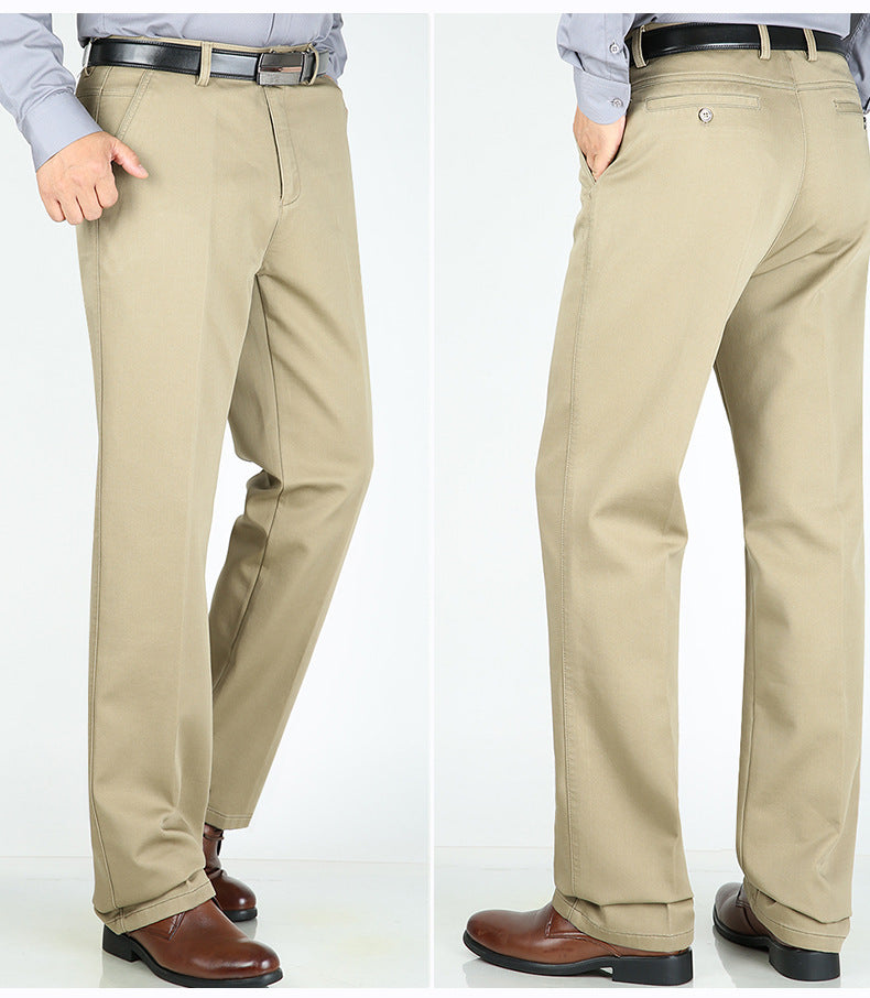 Billion Shark Autumn and Winter Thick Middle-aged Men's Business Casual Pants Straight High Waist Stretch Cotton Pants