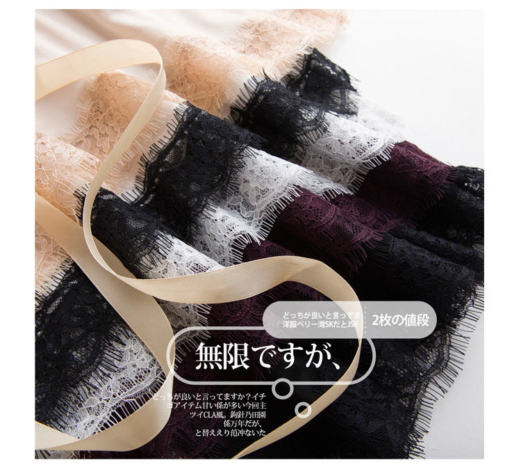 Tangge Spring and Summer Mulberry Silk Loose V-neck Lace Silk Sling Nightdress Sexy Pajamas Silk Base Petticoat