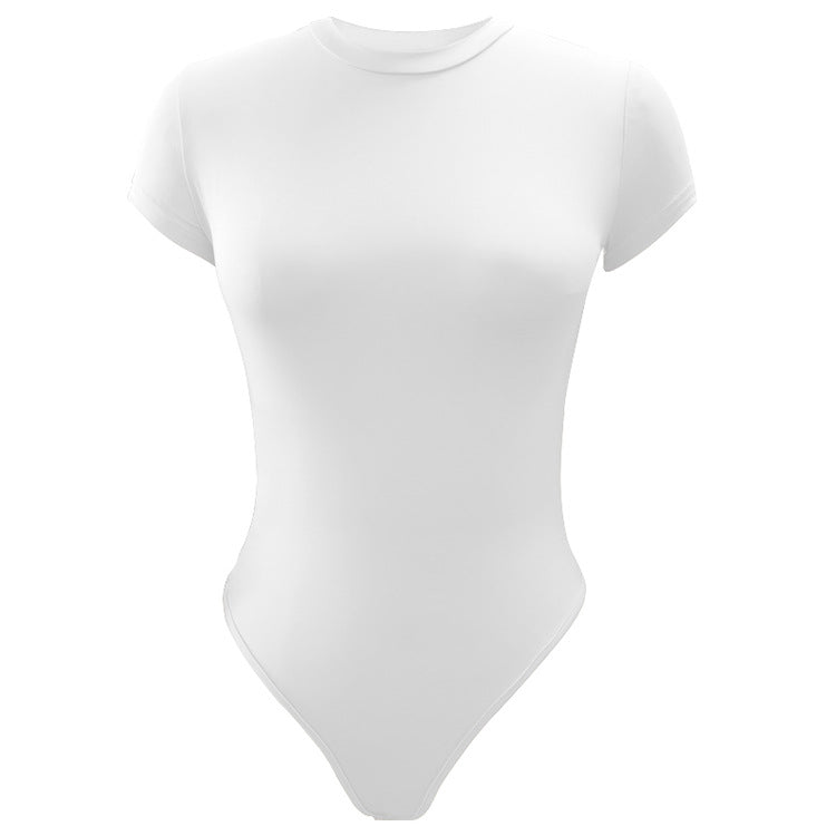 2025 summer new casual women's clothing Europe and the United States cross-border short sleeve jumpsuit foreign trade tight jumpsuit bodysuit
