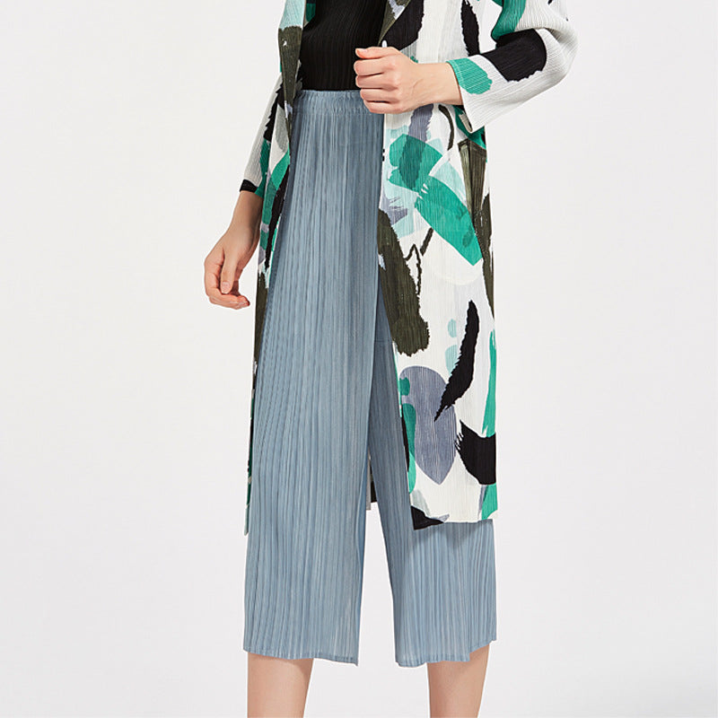 Miyake 2026 New Comfortable Casual Pants for Women, Straight-Leg Skirt, Japanese Style Pleated Tie Skirt Pants, Wholesale Casual Fashion