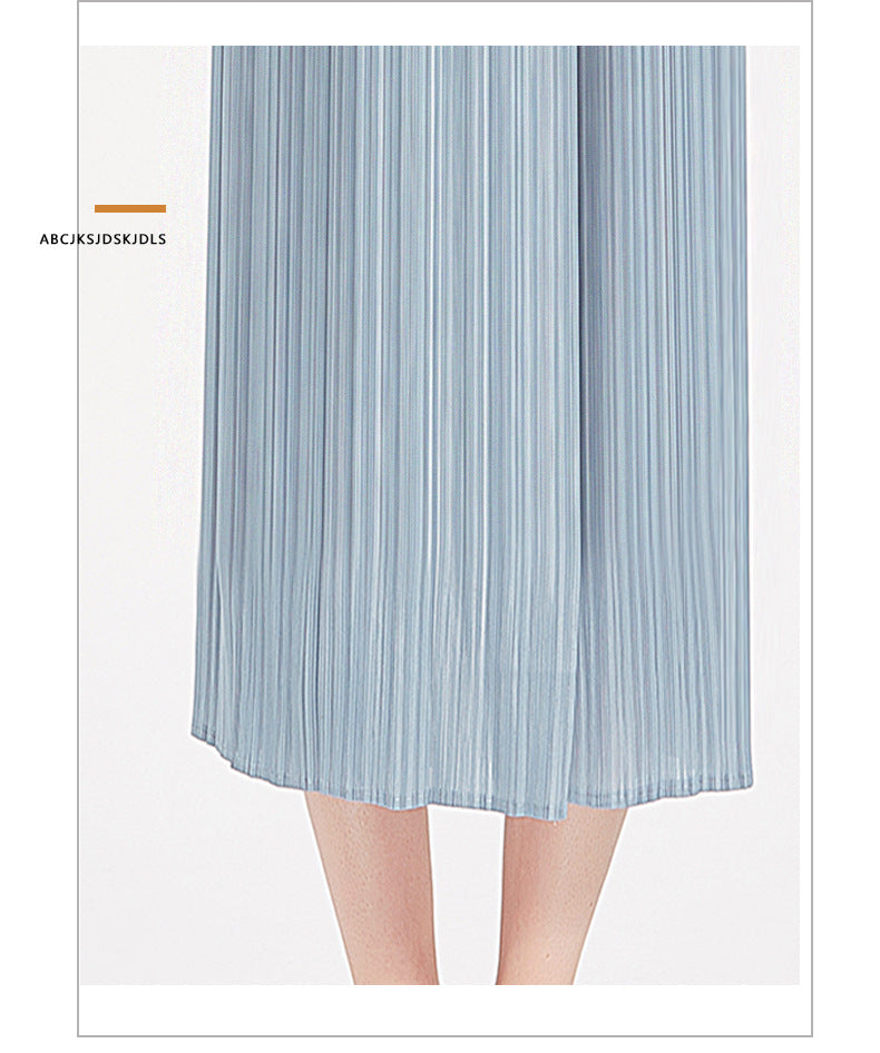 Miyake 2026 New Comfortable Casual Pants for Women, Straight-Leg Skirt, Japanese Style Pleated Tie Skirt Pants, Wholesale Casual Fashion