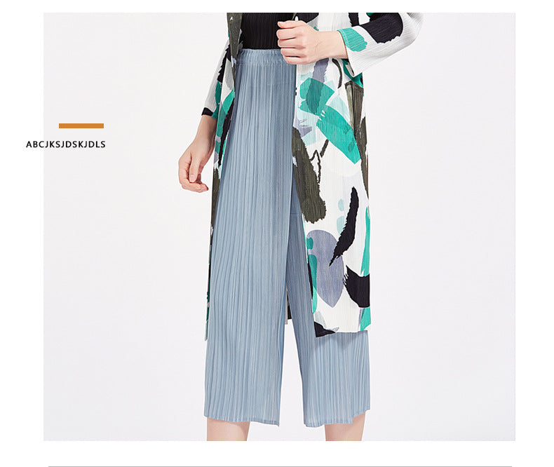 Miyake 2026 New Comfortable Casual Pants for Women, Straight-Leg Skirt, Japanese Style Pleated Tie Skirt Pants, Wholesale Casual Fashion