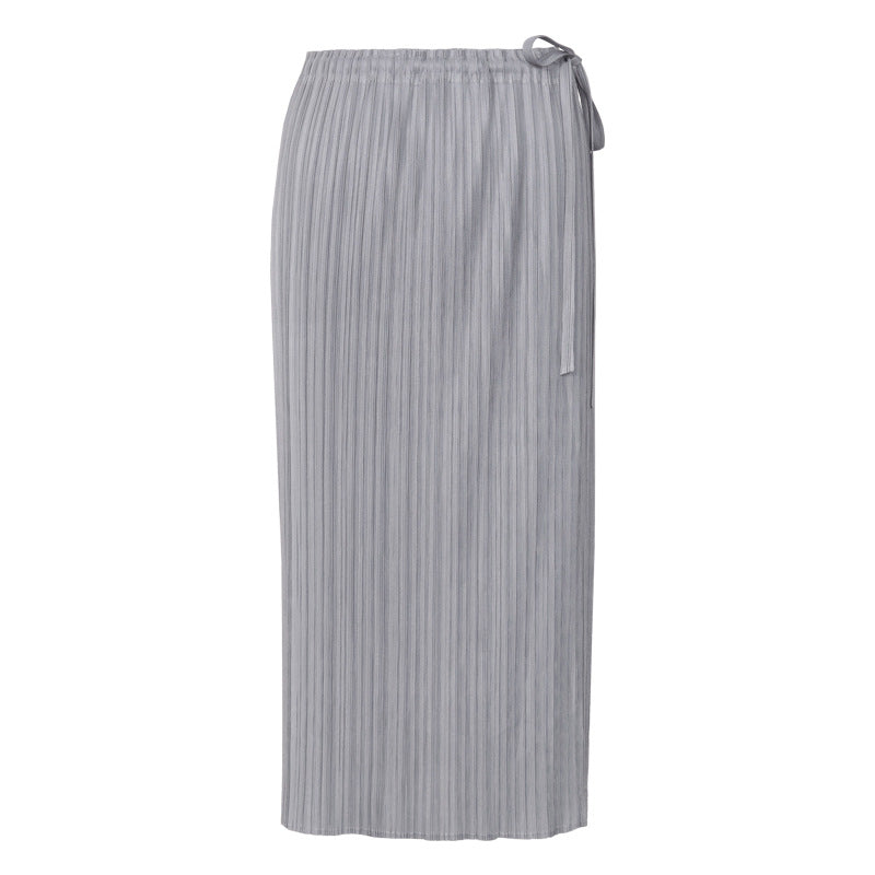 Miyake 2026 New Comfortable Casual Pants for Women, Straight-Leg Skirt, Japanese Style Pleated Tie Skirt Pants, Wholesale Casual Fashion