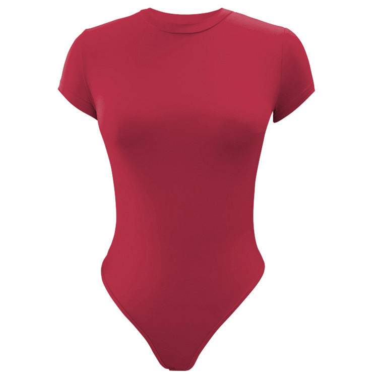 2025 summer new casual women's clothing Europe and the United States cross-border short sleeve jumpsuit foreign trade tight jumpsuit bodysuit