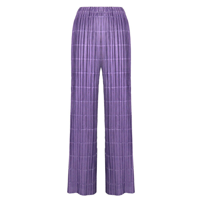 Miyake 2026 Summer Pleated Cropped Pants Slim Fit Loose Versatile Slimming Casual Straight Pants Japanese and Korean Casual Style