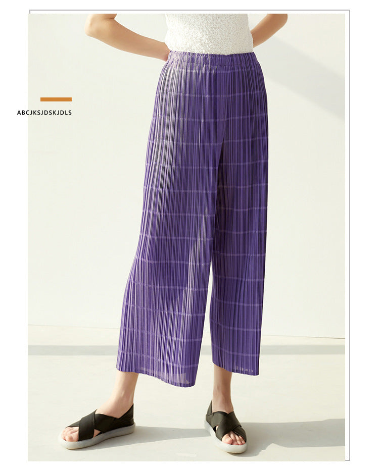 Miyake 2026 Summer Pleated Cropped Pants Slim Fit Loose Versatile Slimming Casual Straight Pants Japanese and Korean Casual Style