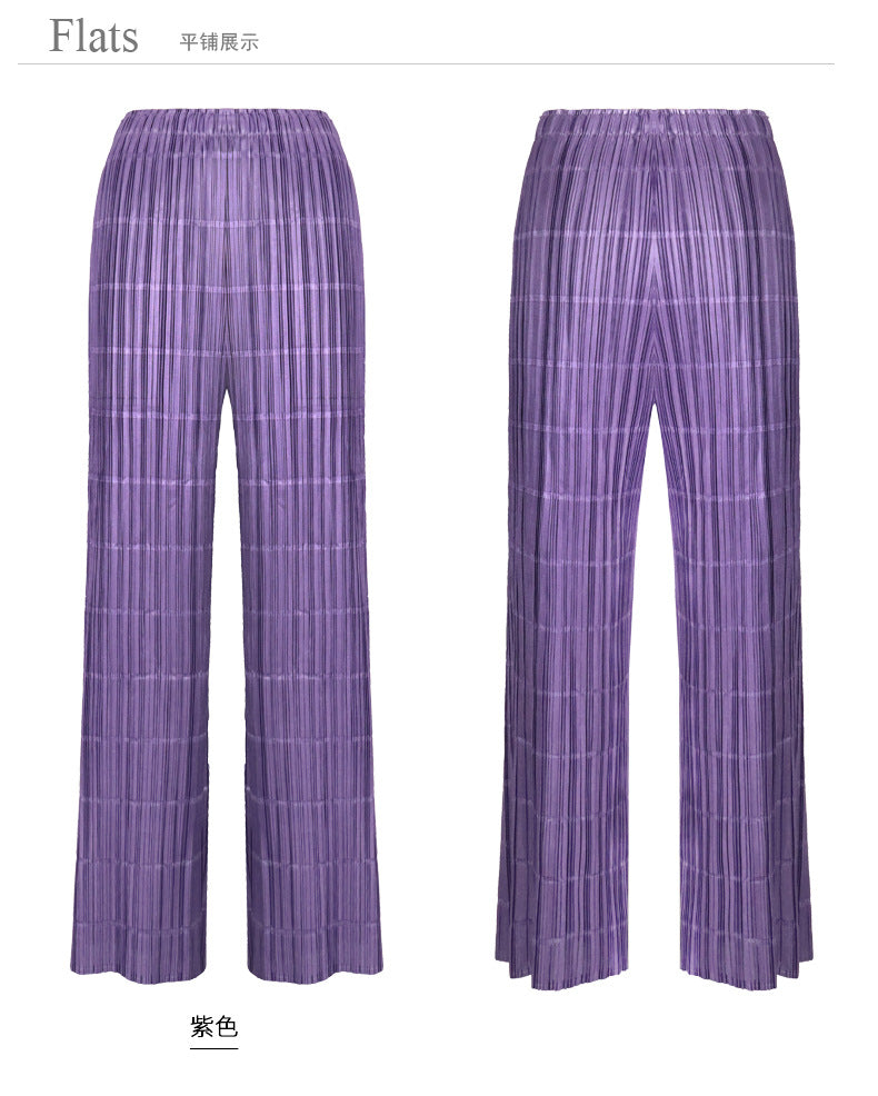 Miyake 2026 Summer Pleated Cropped Pants Slim Fit Loose Versatile Slimming Casual Straight Pants Japanese and Korean Casual Style