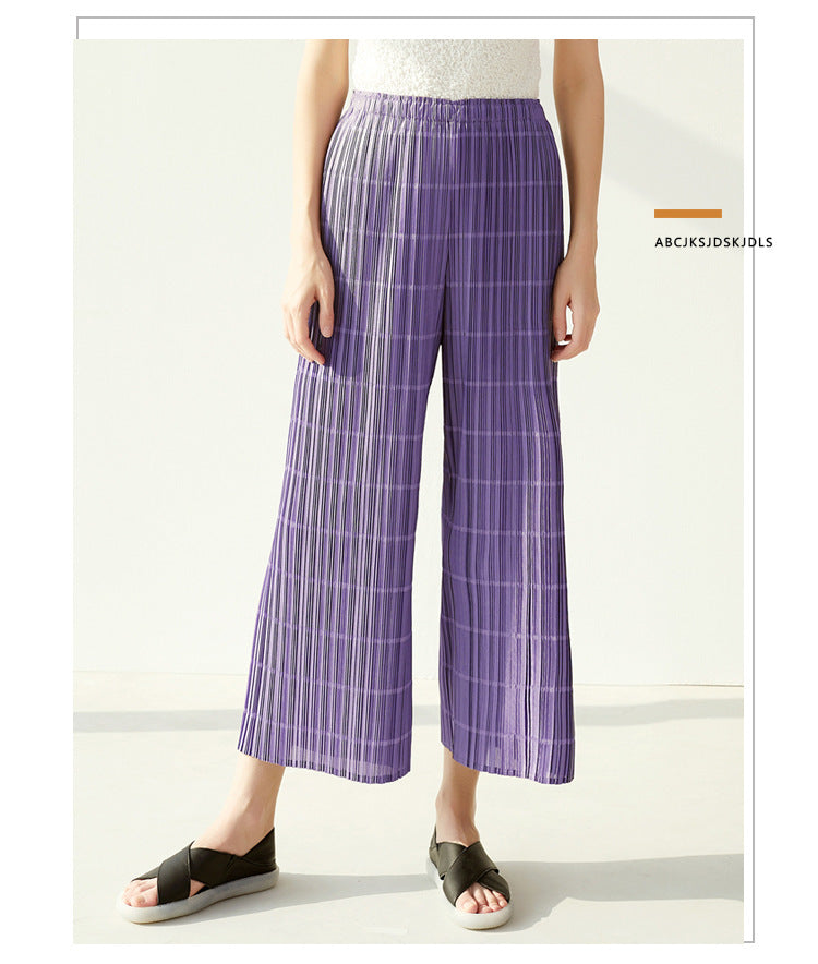 Miyake 2026 Summer Pleated Cropped Pants Slim Fit Loose Versatile Slimming Casual Straight Pants Japanese and Korean Casual Style