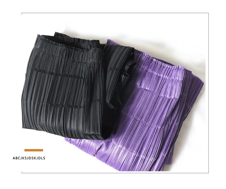 Miyake 2026 Summer Pleated Cropped Pants Slim Fit Loose Versatile Slimming Casual Straight Pants Japanese and Korean Casual Style