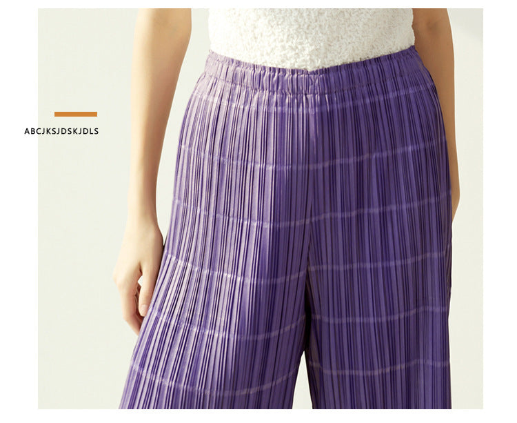 Miyake 2026 Summer Pleated Cropped Pants Slim Fit Loose Versatile Slimming Casual Straight Pants Japanese and Korean Casual Style